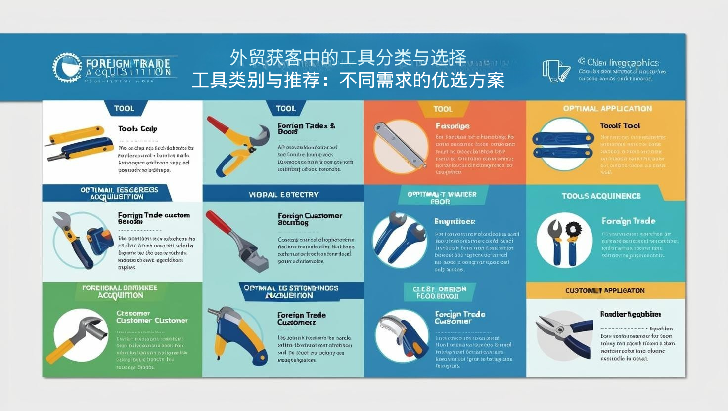 外贸获客中的工具分类与选择
工具类别与推荐：不同需求的优选方案