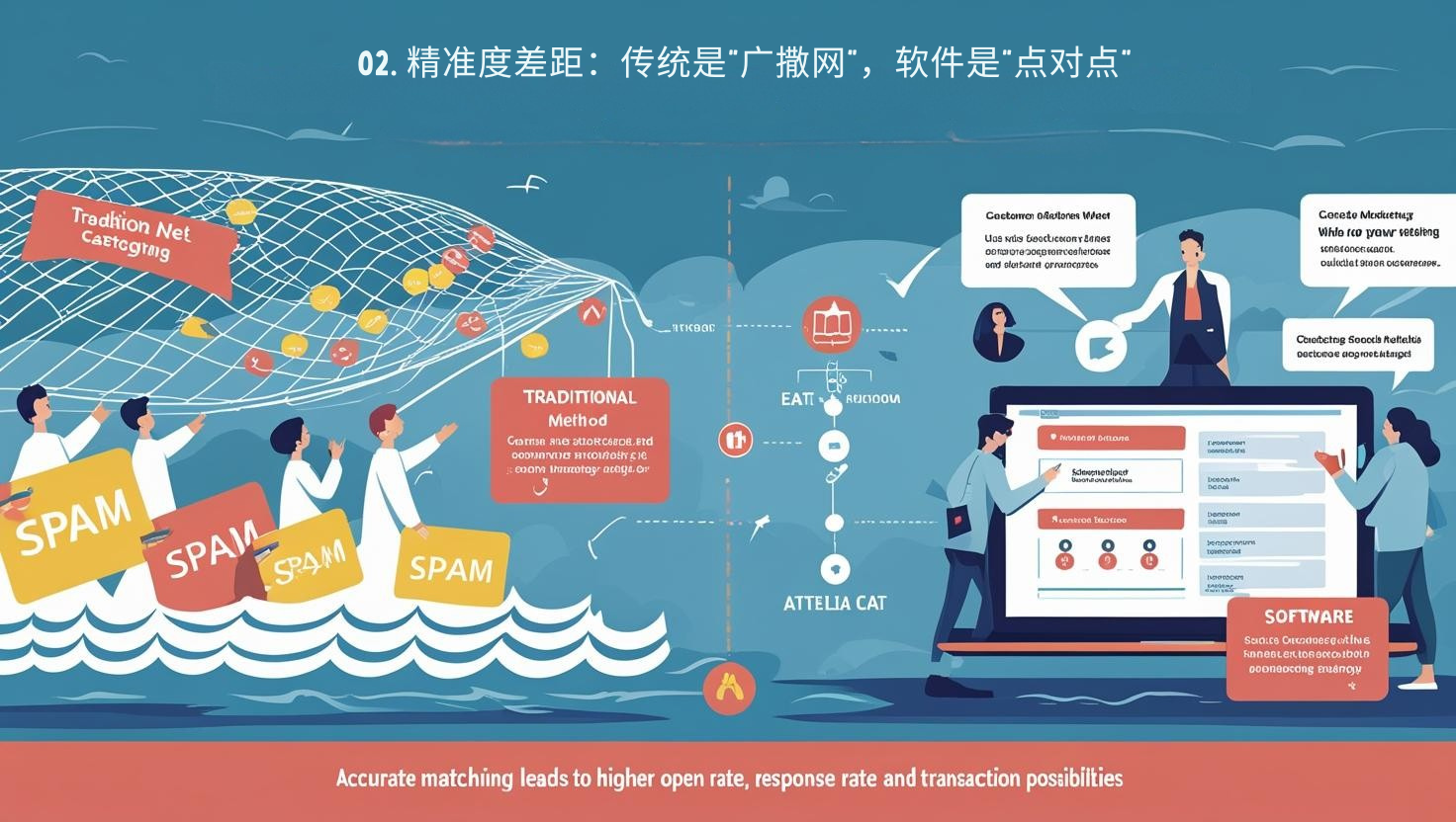 02. 精准度差距：传统是“广撒网”，软件是“点对点”