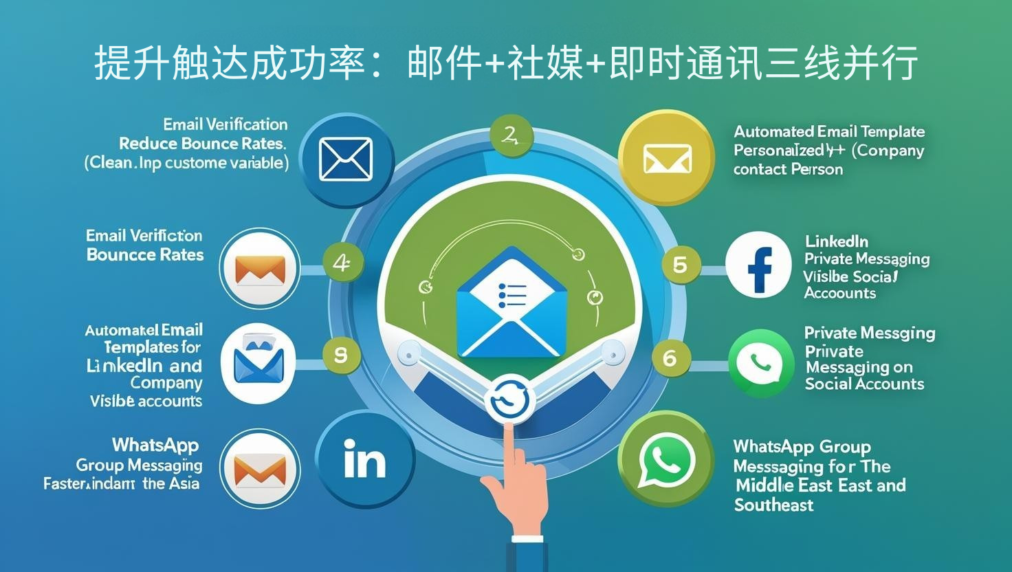 提升触达成功率：邮件+社媒+即时通讯三线并行