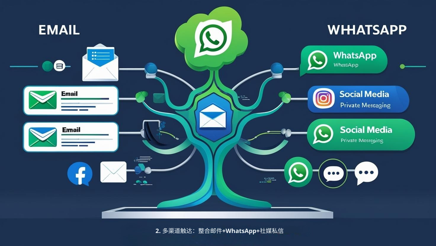 2. 多渠道触达：整合邮件+WhatsApp+社媒私信