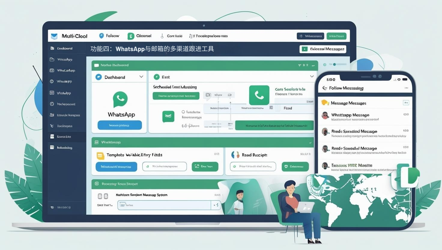 功能四：WhatsApp与邮箱的多渠道跟进工具
