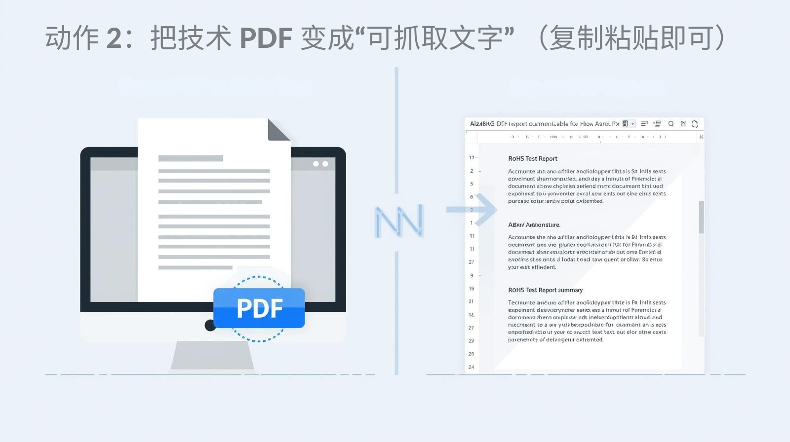 动作 2：把技术 PDF 变成“可抓取文字” （复制粘贴即可）