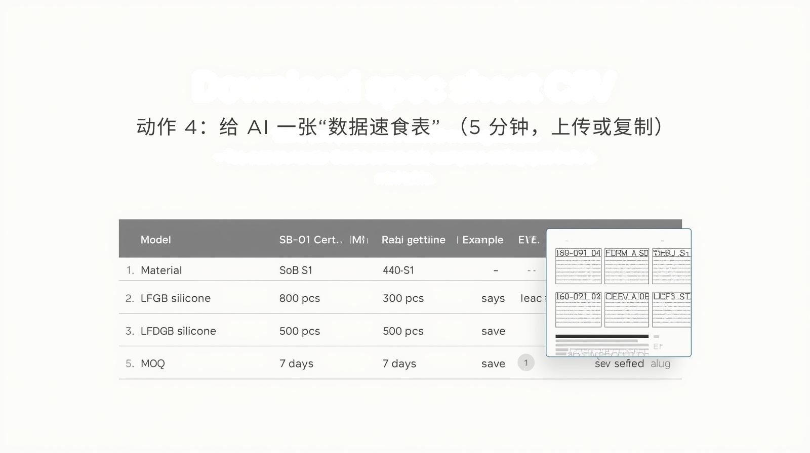 动作 4：给 AI 一张“数据速食表” （5 分钟，上传或复制）