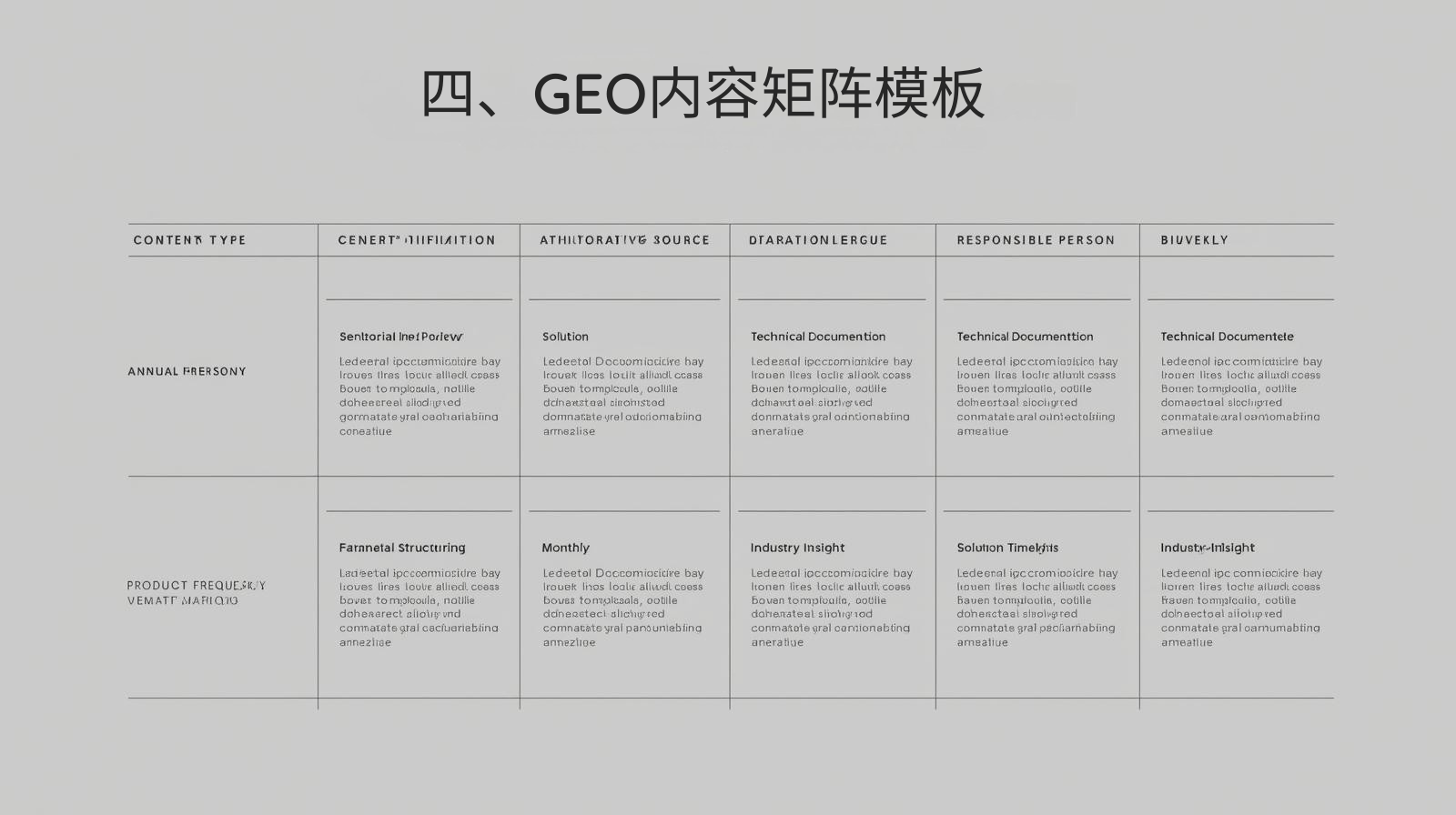 四、GEO内容矩阵模板