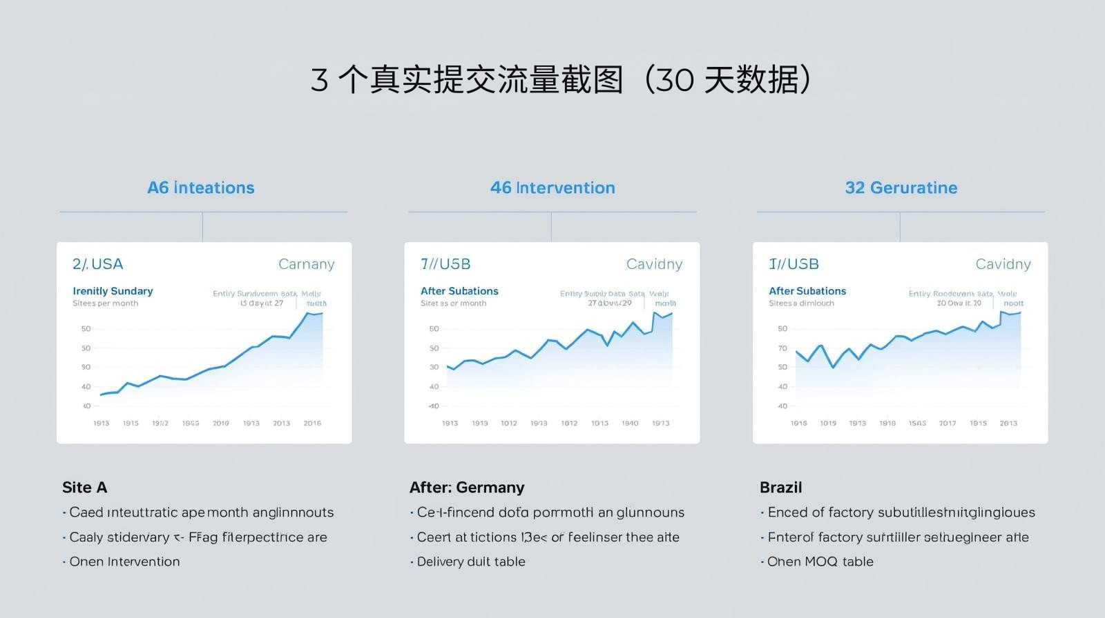 3 个真实提交流量截图（30 天数据）