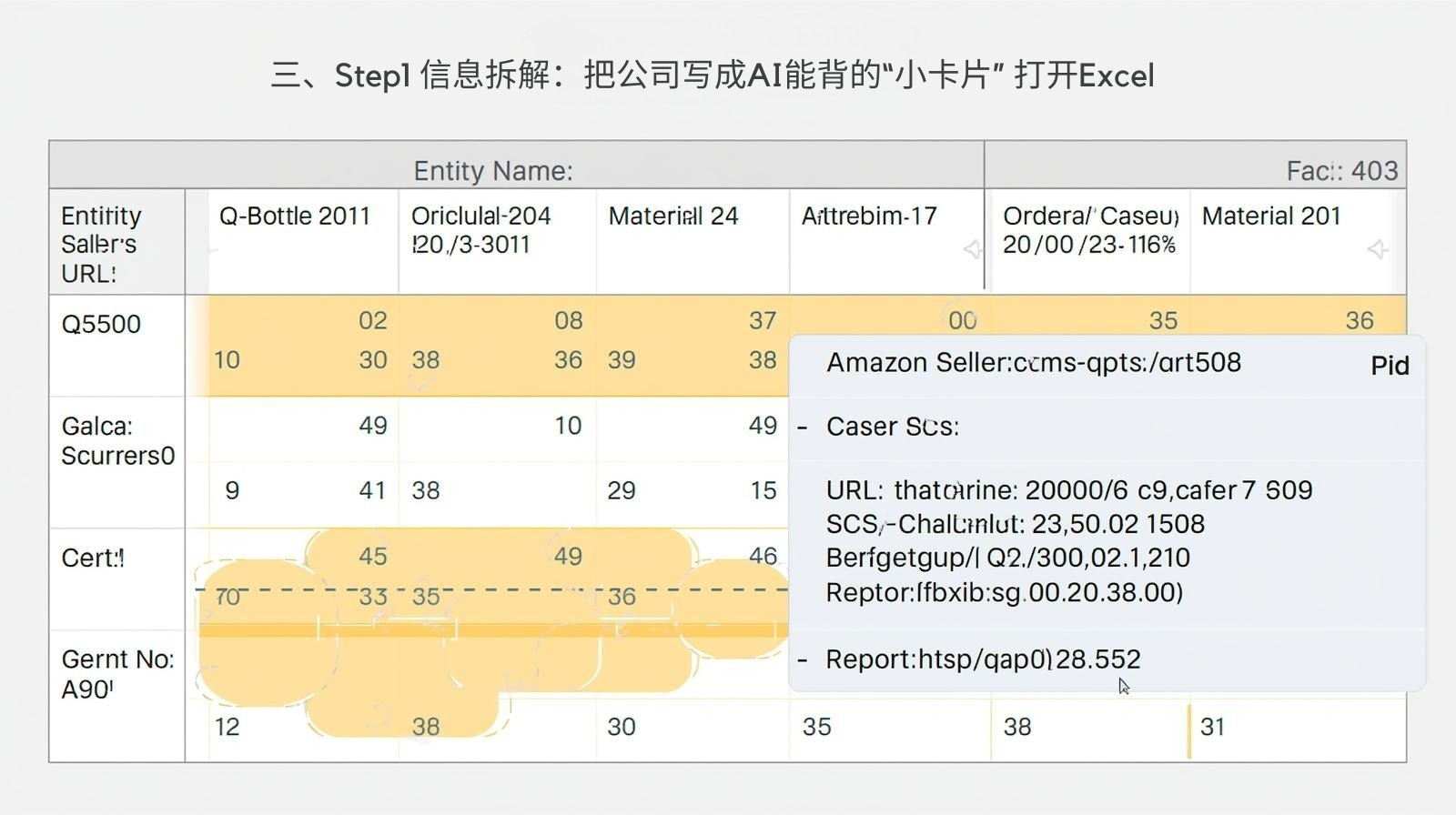 三、Step1 信息拆解：把公司写成AI能背的“小卡片” 打开Excel
