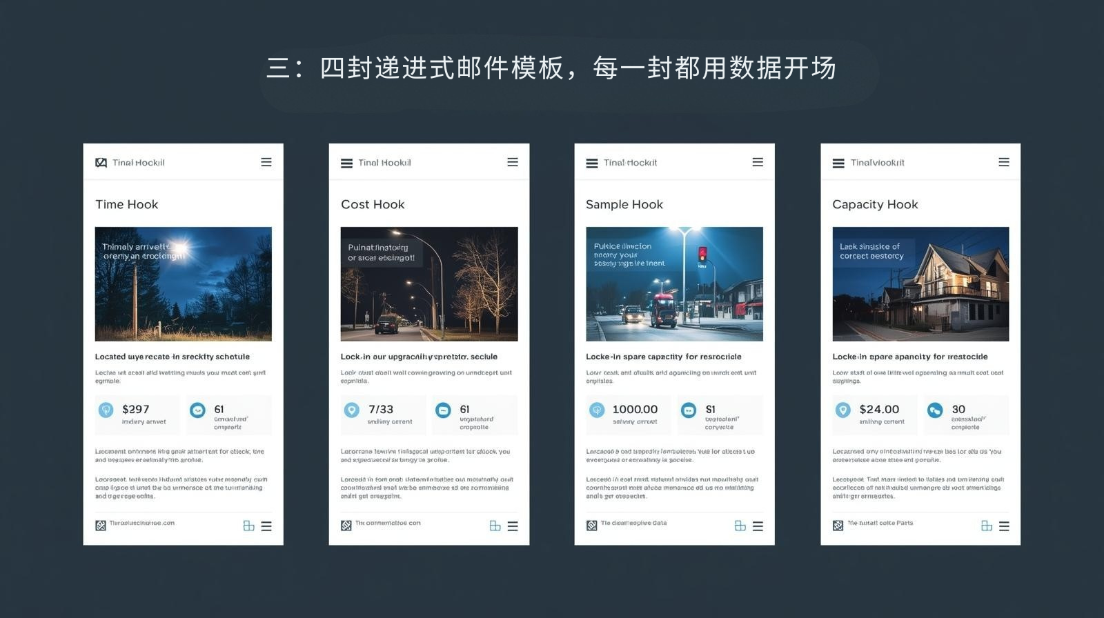 三：四封递进式邮件模板，每一封都用数据开场