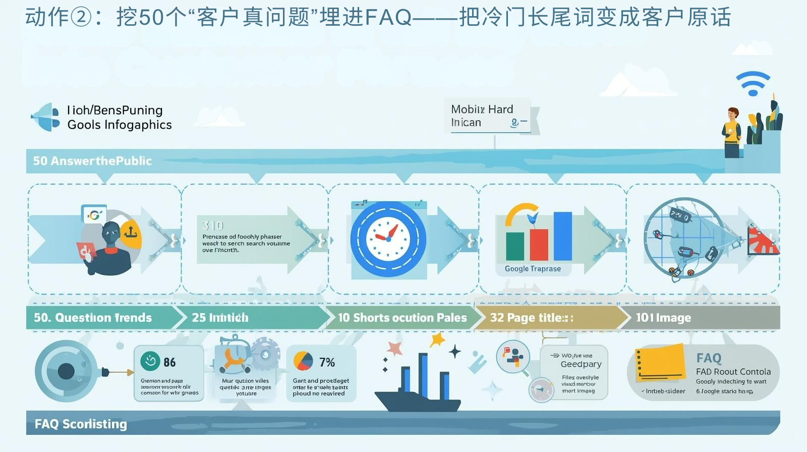 动作②：挖50个“客户真问题”埋进FAQ——把冷门长尾词变成客户原话