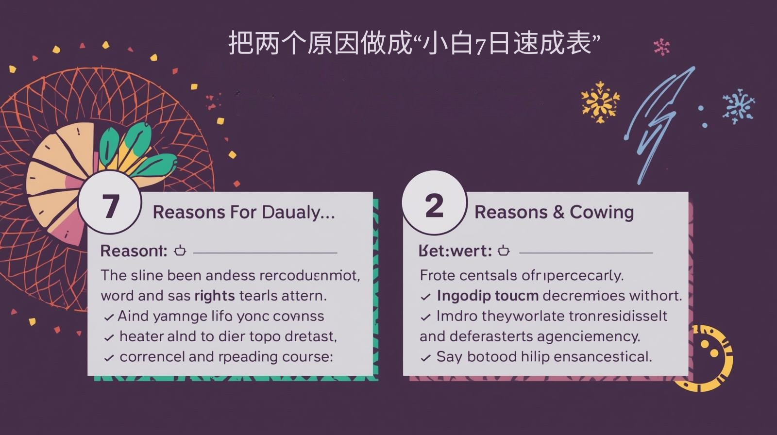 把两个原因做成“小白7日速成表”