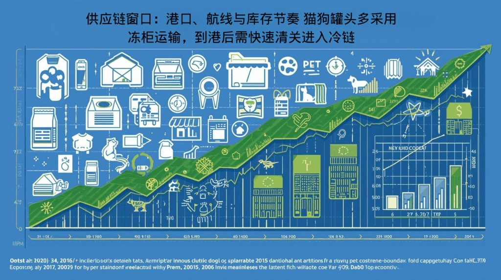 供应链窗口：港口、航线与库存节奏 猫狗罐头多采用冻柜运输，到港后需快速清关进入冷链