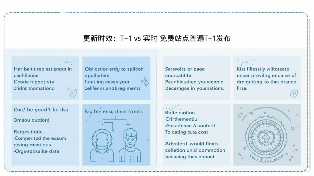更新时效：T+1 vs 实时 免费站点普遍T+1发布