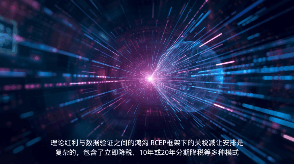 理论红利与海关数据验证之间的鸿沟 RCEP框架下的关税减让安排是复杂的，包含了立即降税、10年或20年分期降税等多种模式