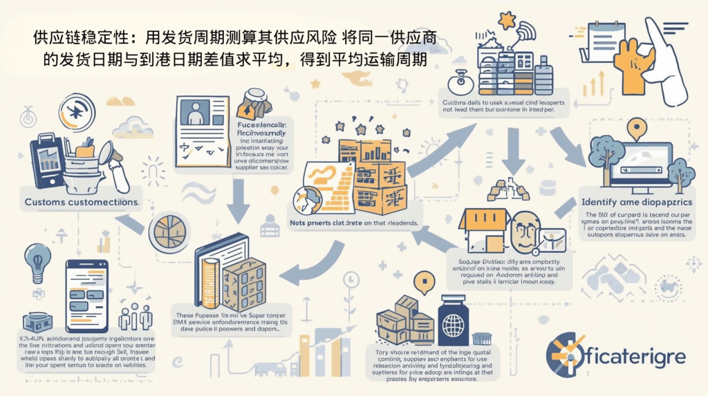 供应链稳定性:用发货周期测算其供应风险 将同一供应商的发货日期与到港日期差值求平均,得到平均运输周期