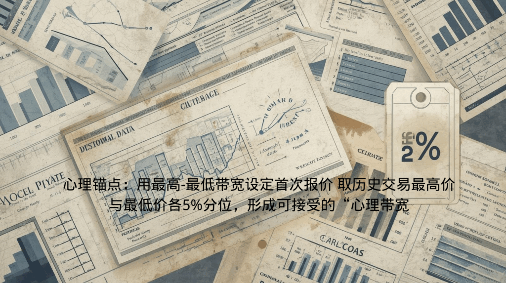 心理锚点：用最高-最低带宽设定首次报价 取历史交易最高价与最低价各5%分位，形成可接受的“心理带宽
