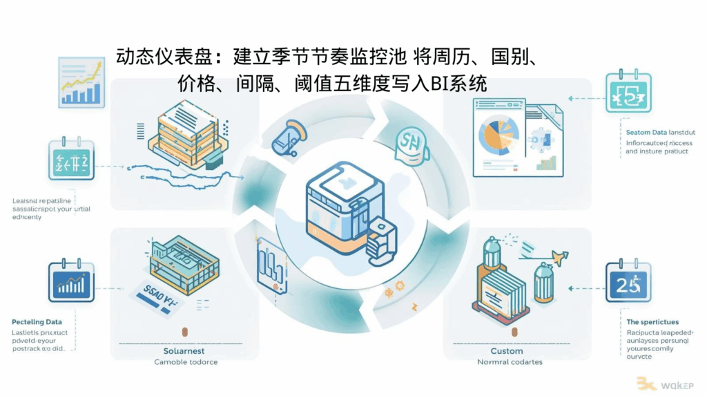 动态仪表盘：建立季节节奏监控池 将周历、国别、价格、间隔、阈值五维度写入BI系统