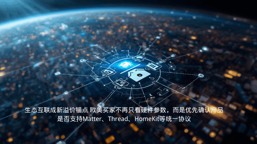 生态互联成新溢价锚点 欧美买家不再只看硬件参数，而是优先确认产品是否支持Matter、Thread、HomeKit等统一协议