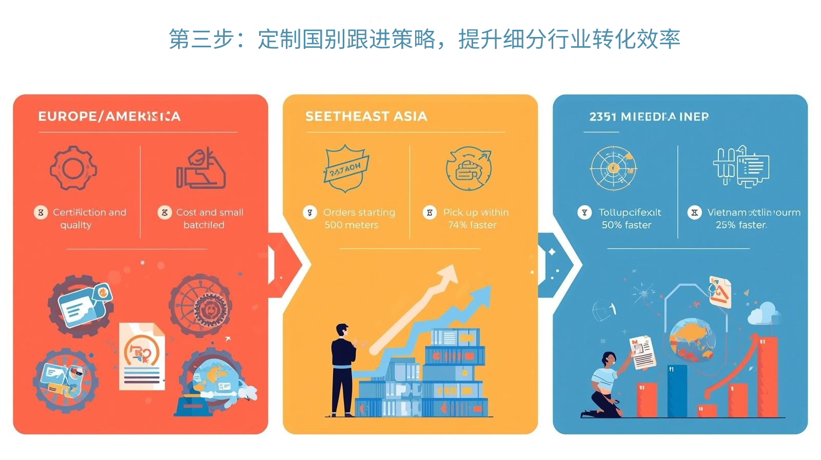 第三步：定制国别跟进策略，提升细分行业转化效率