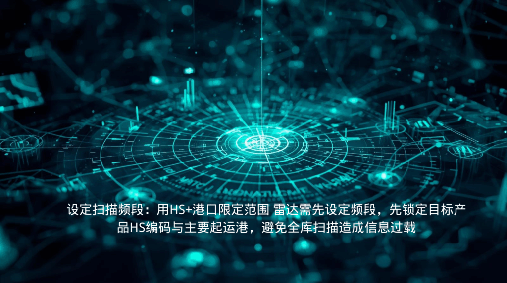 海关数据设定扫描频段：用HS+港口限定范围 雷达需先设定频段，先锁定目标产品HS编码与主要起运港，避免全库扫描造成信息过载