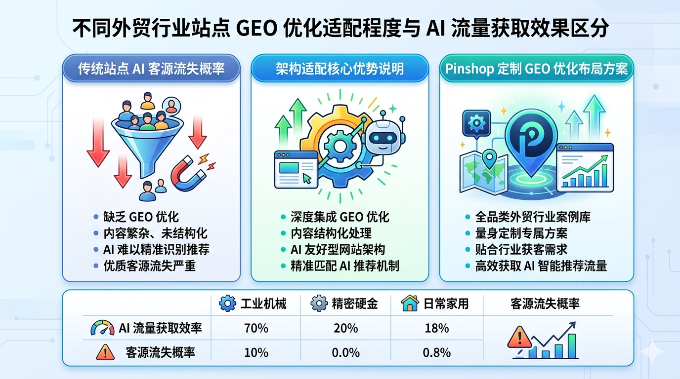 六、不同外贸行业站点 GEO 优化适配程度与 AI 流量获取效果区分