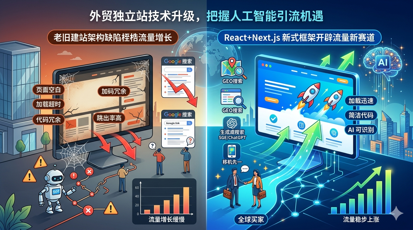 一、外贸流量竞争格局彻底改写，老旧建站缺陷桎梏网站流量增长上限