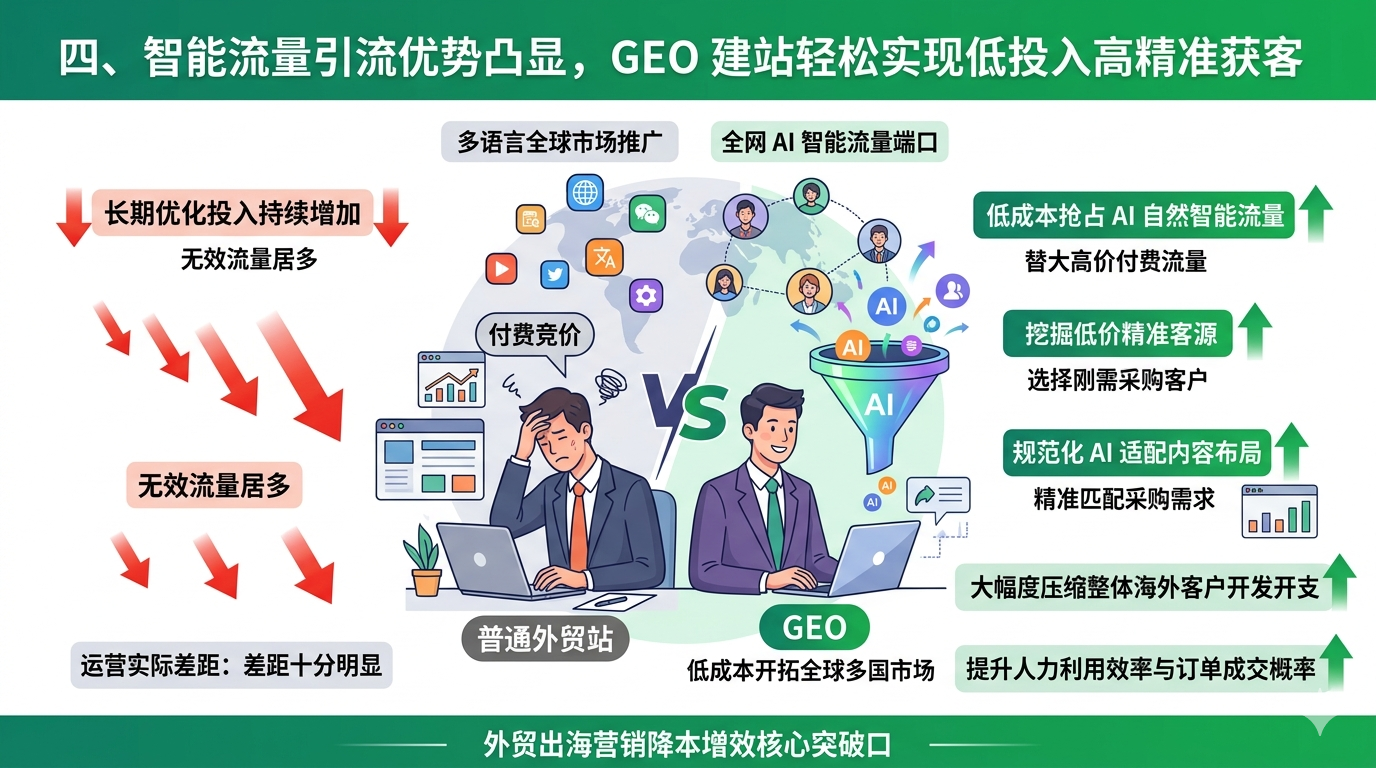 四、智能流量引流优势凸显，GEO 建站轻松实现低投入高精准获客