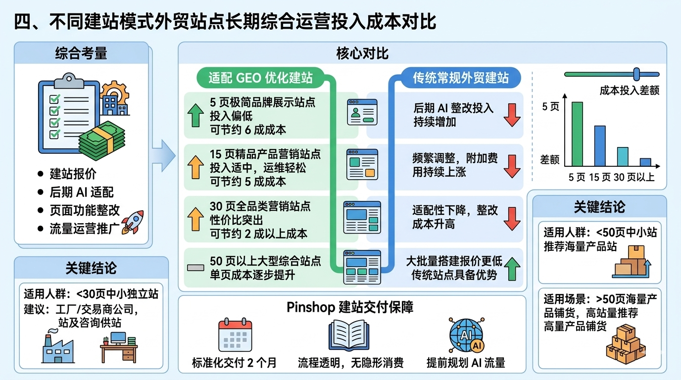 四、不同建站模式外贸站点长期综合运营投入成本对比