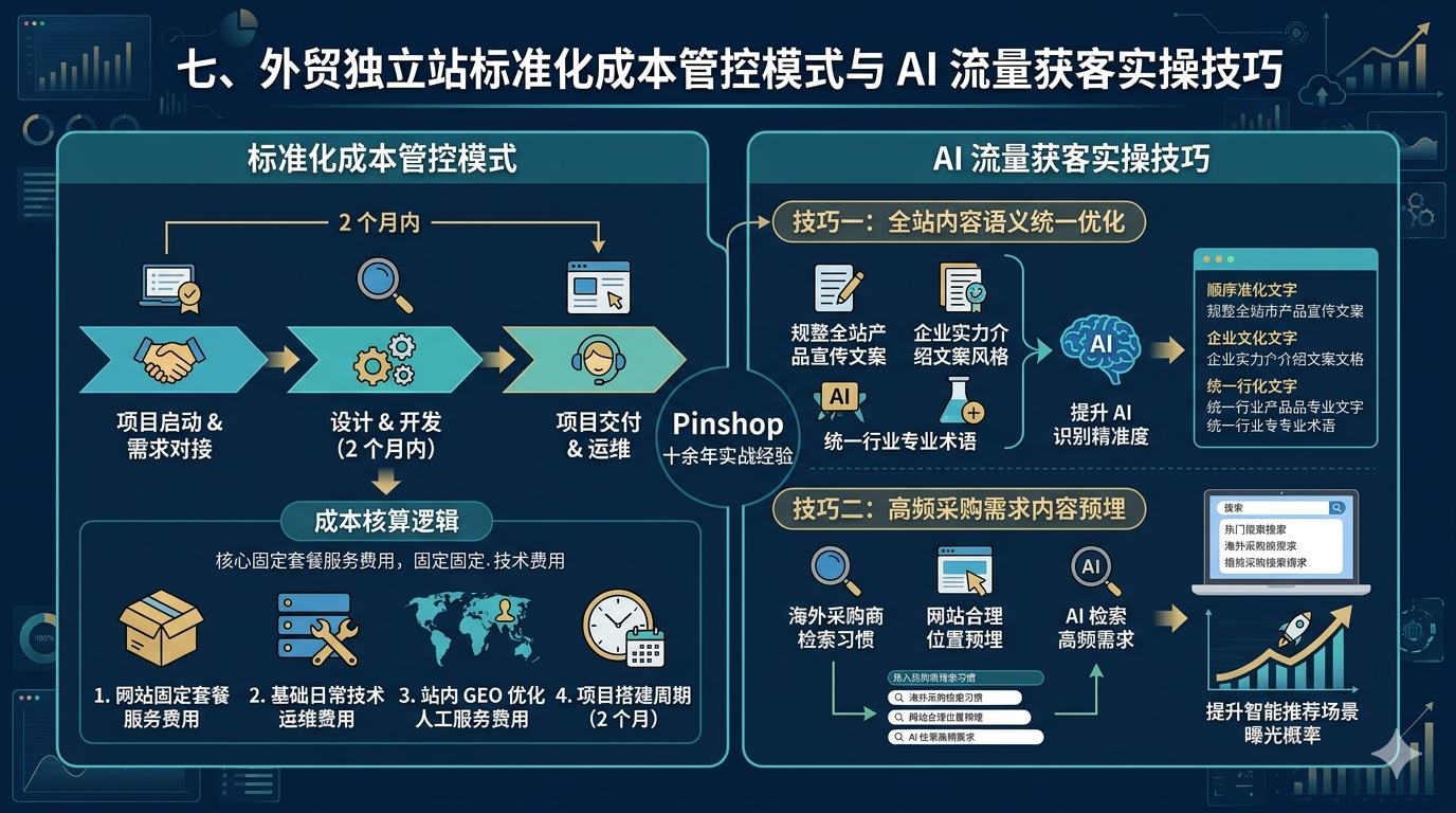 七、外贸独立站标准化成本管控模式与 AI 流量获客实操技巧