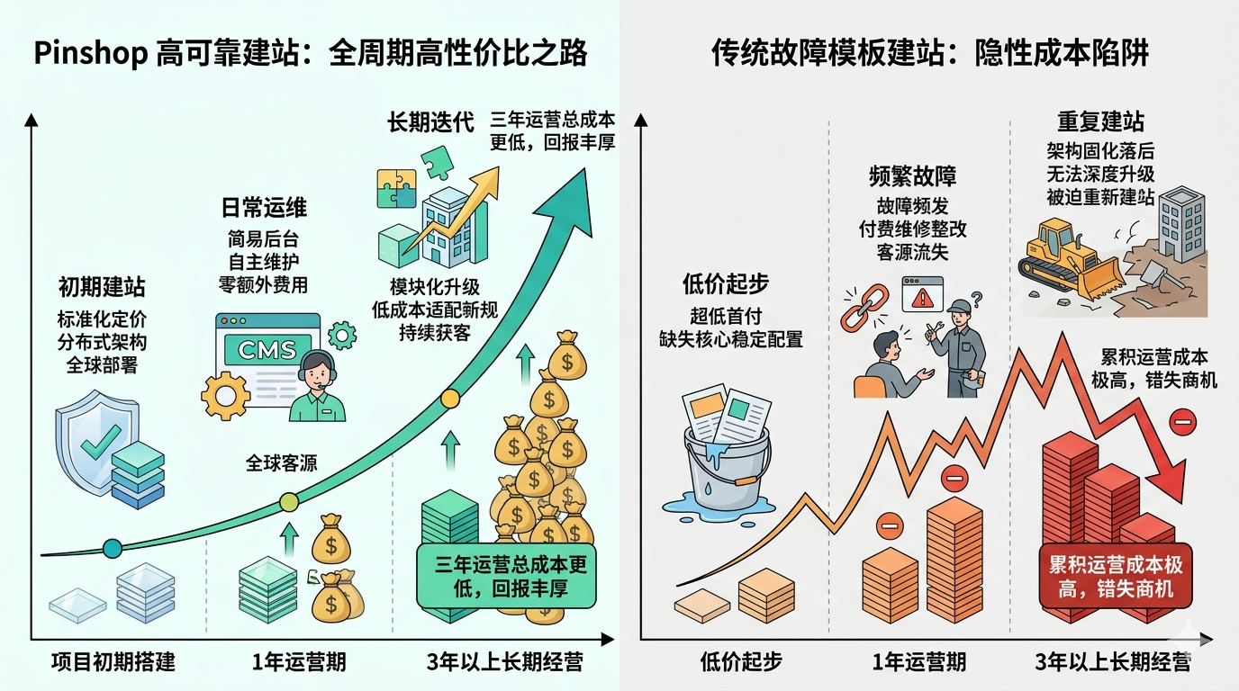 七、高可靠建站全周期成本核算，对比两类运行模式长期经营性价比