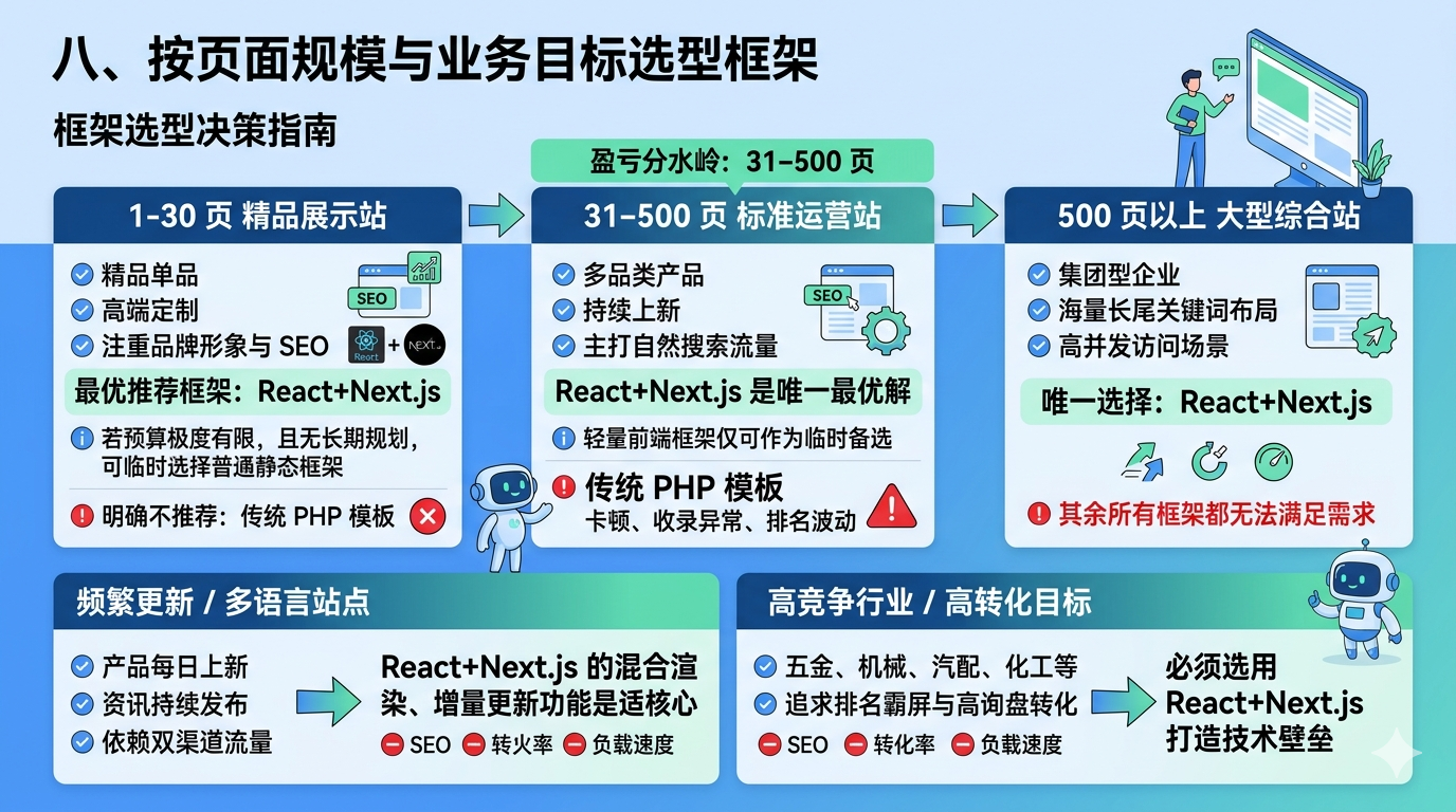 八、按页面规模与业务目标选型框架