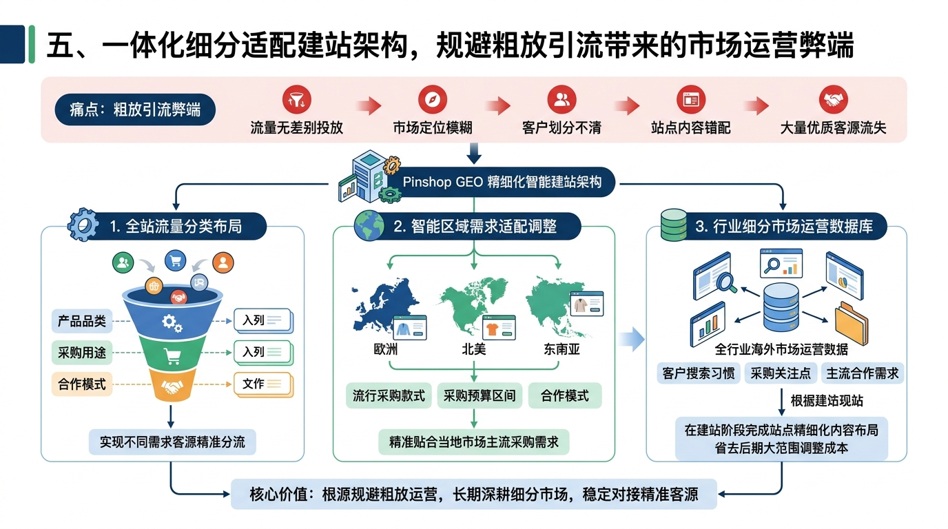 五、一体化细分适配建站架构，规避粗放引流带来的市场运营弊端