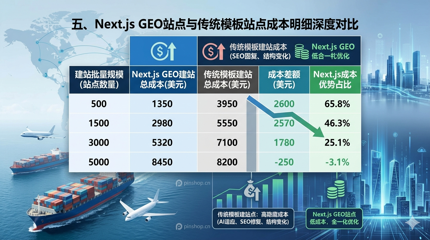 五、Next.js GEO站点与传统模板站点成本明细深度对比