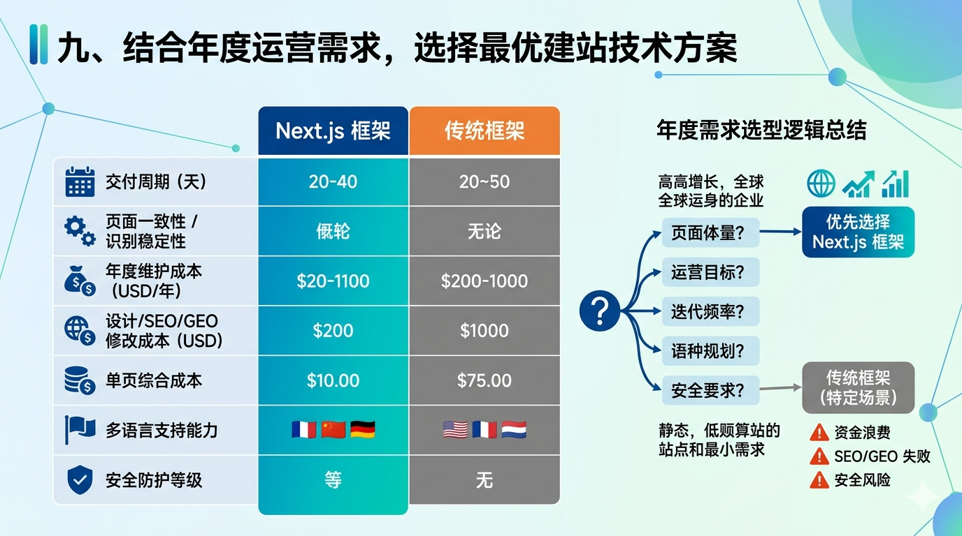 
九、结合年度运营需求，选择最优建站技术方案
