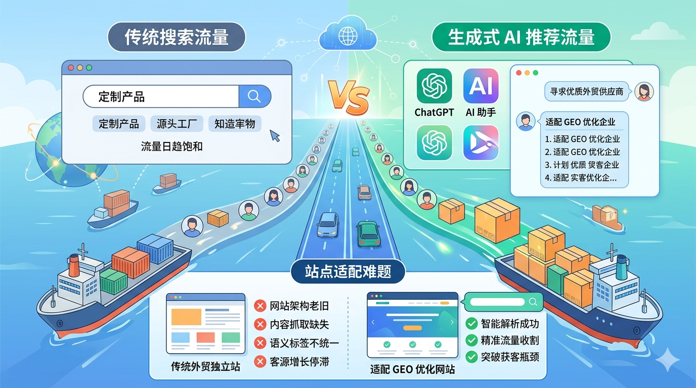 一、外贸行业 AI 流量发展现状与站点适配难题