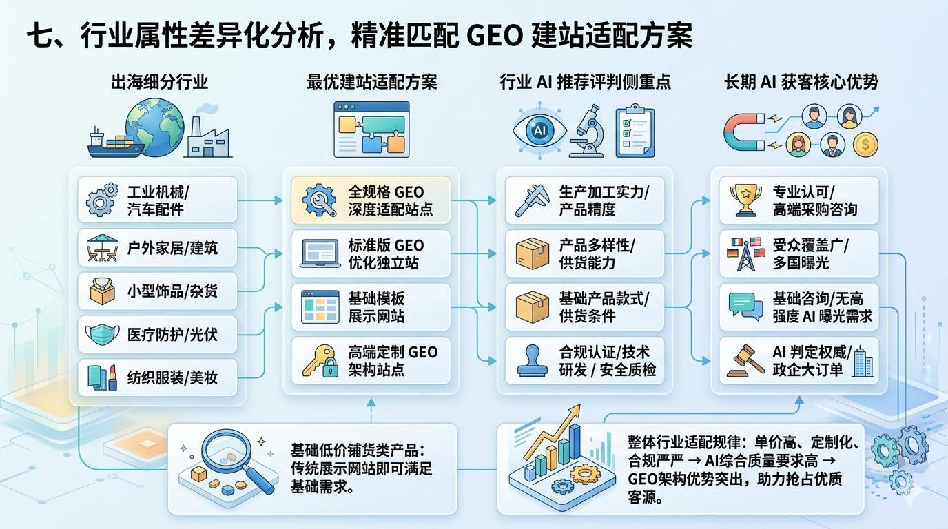 七、行业属性差异化分析，精准匹配 GEO 建站适配方案
