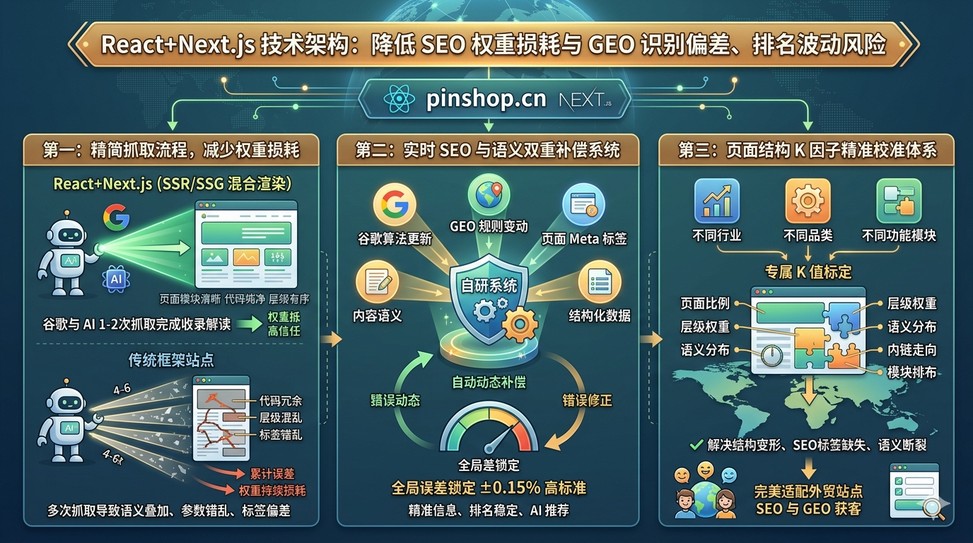 五、React+Next.js 如何降低 SEO 权重损耗与 GEO 识别偏差、排名波动风险