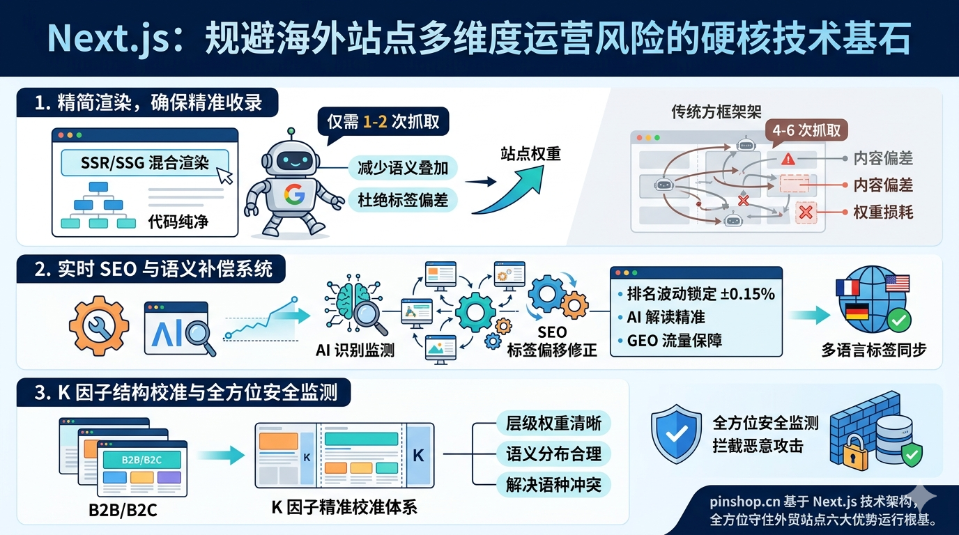 五、Next.js 如何降低抓取误差、排名波动与多维度运营风险