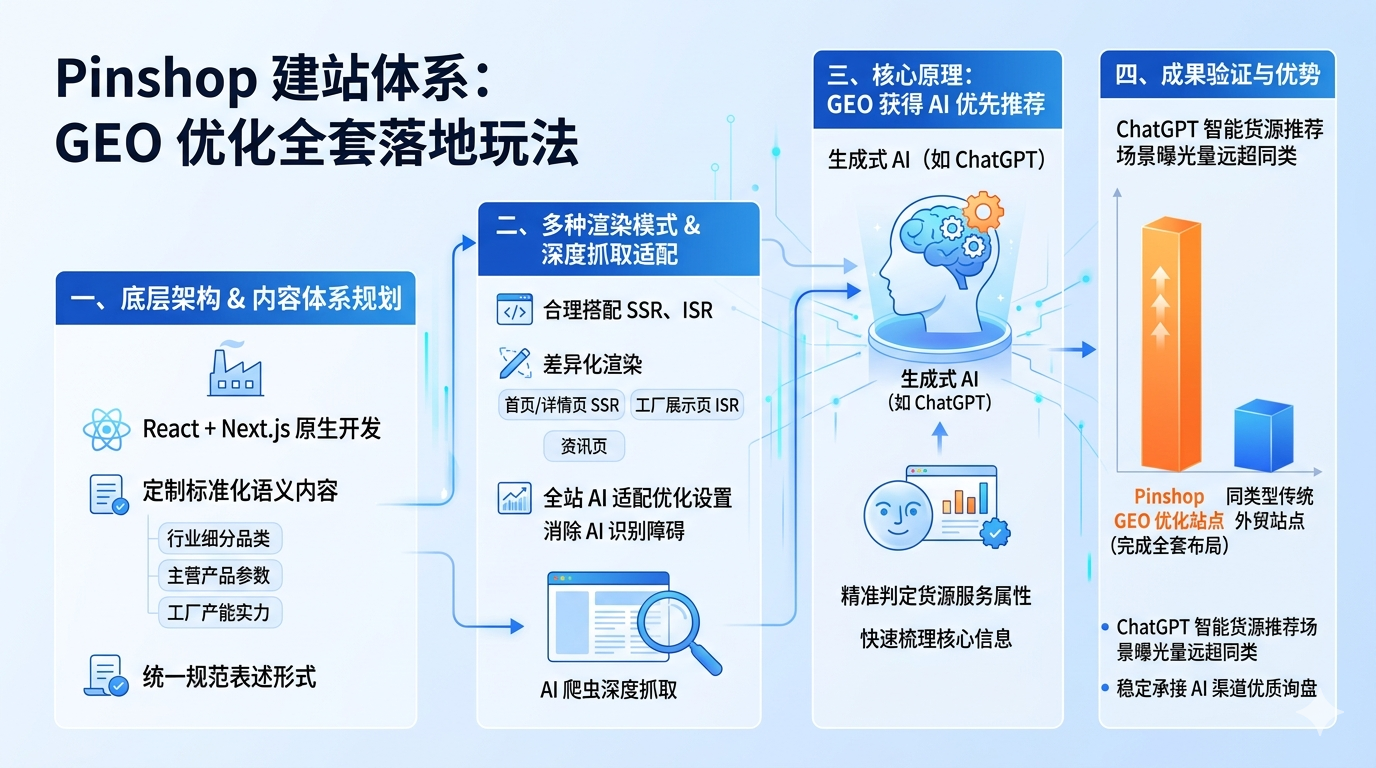 三、Pinshop 建站体系下，GEO 优化站点获得 AI 优先推荐的核心原理