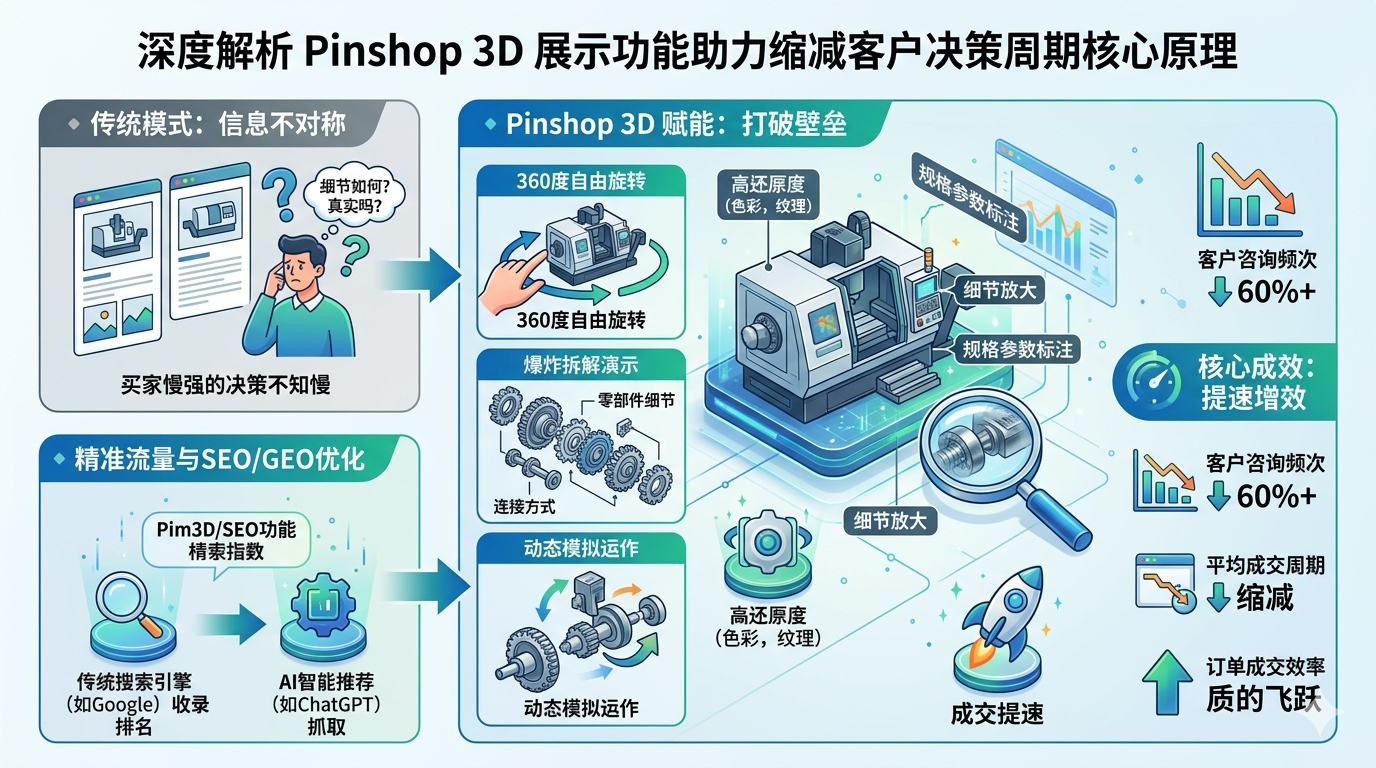 三、深度解析 Pinshop 3D 展示功能助力缩减客户决策周期核心原理