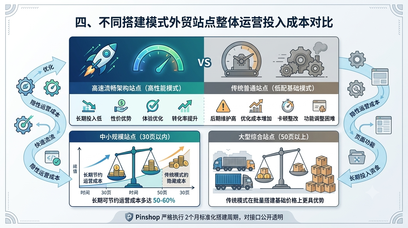 四、不同搭建模式外贸站点整体运营投入成本对比