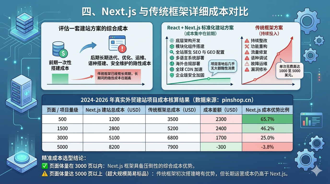 四、Next.js 与传统框架详细成本对比