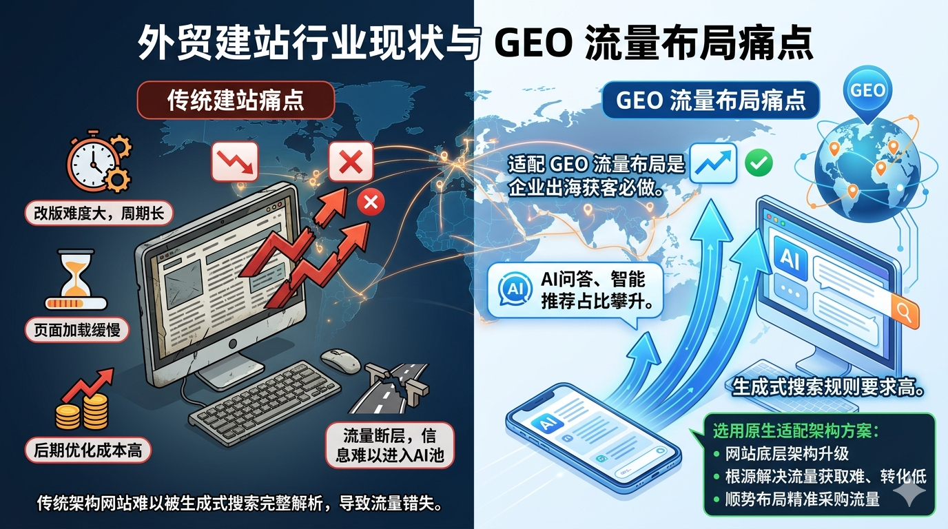 一、外贸建站行业现状与 GEO 流量布局痛点