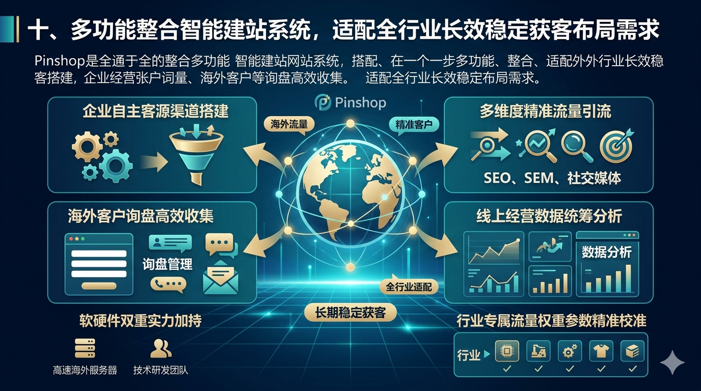 十、多功能整合智能建站系统，适配全行业长效稳定获客布局需求