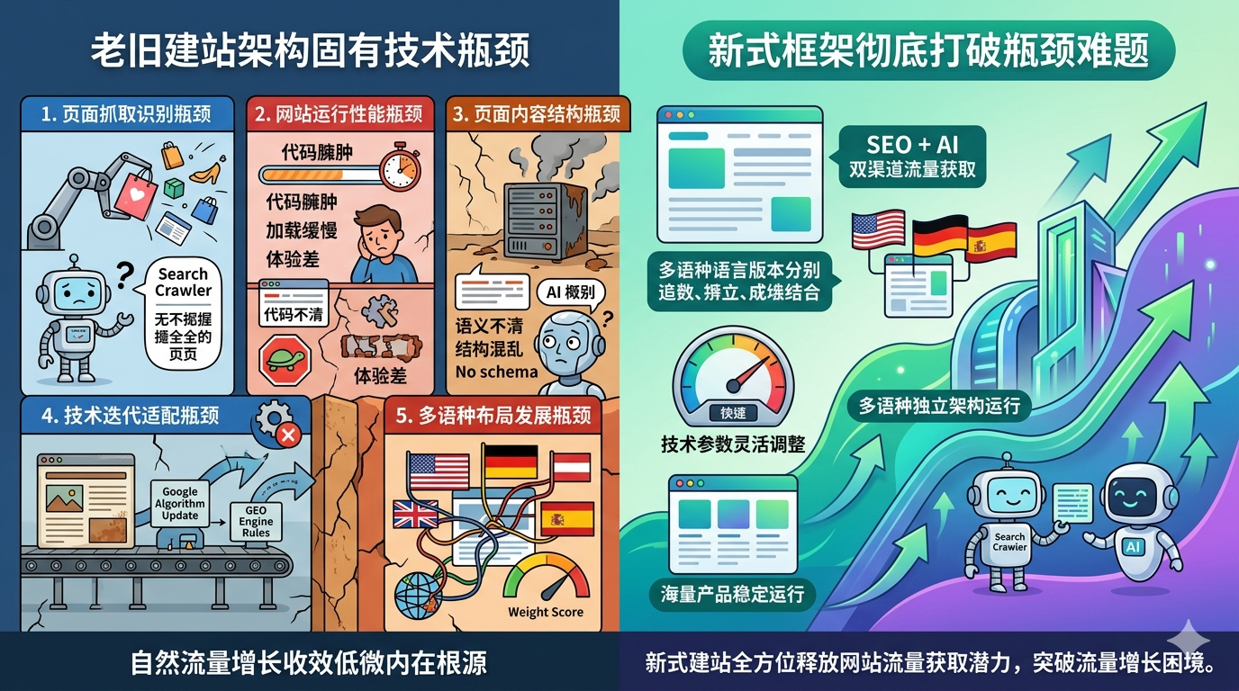 五、深挖老旧建站固有技术瓶颈，解析自然流量增长收效低微内在根源