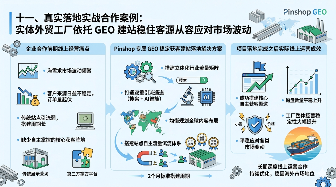 十一、真实落地实战合作案例：实体外贸工厂依托 GEO 建站稳住客源从容应对市场波动