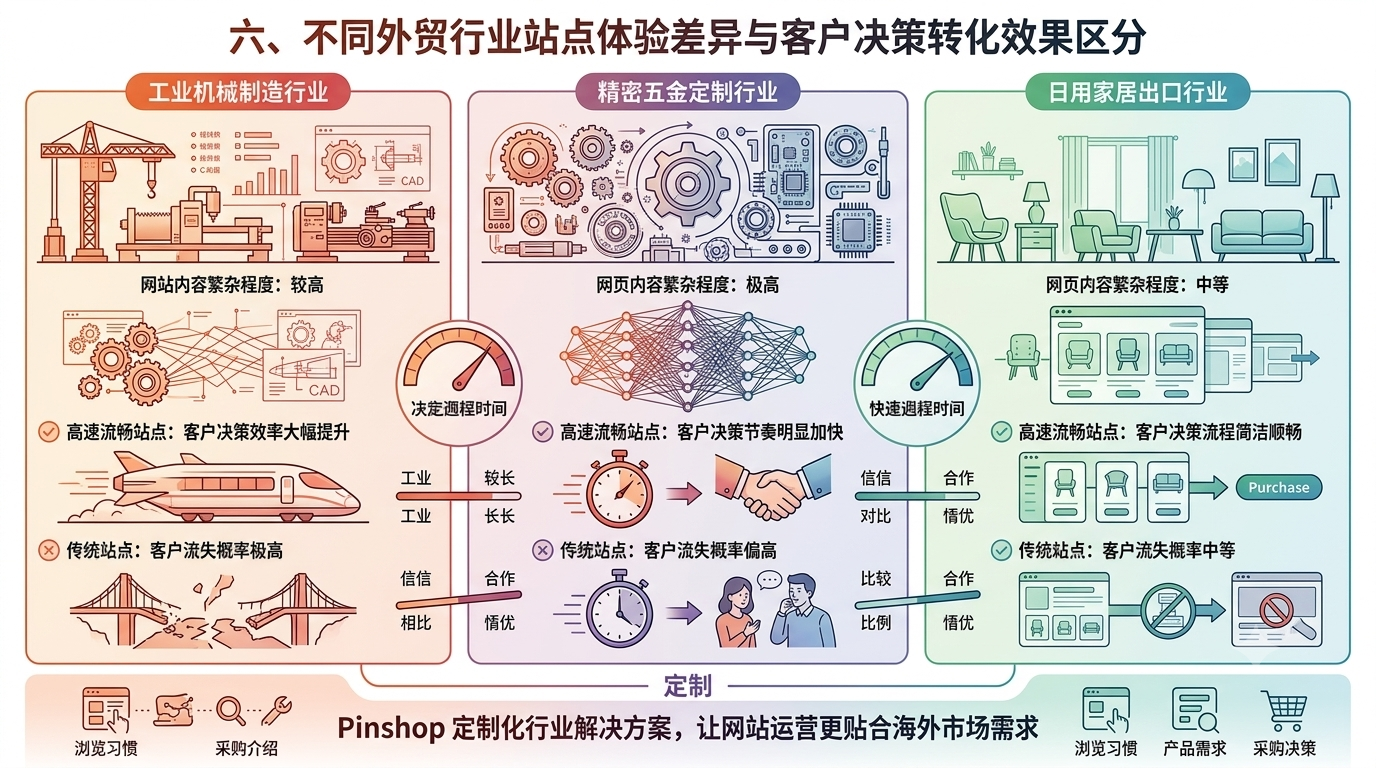 六、不同外贸行业站点体验差异与客户决策转化效果区分