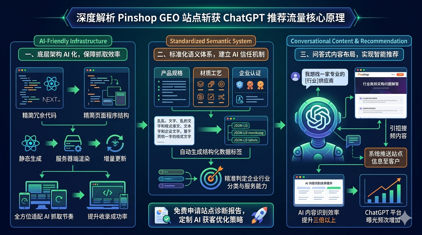 三、深度解析 Pinshop GEO 站点斩获 ChatGPT 推荐流量核心原理
