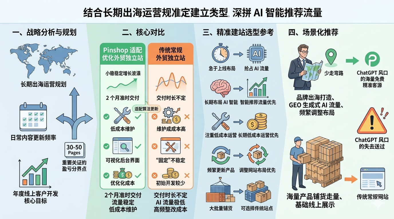 八、结合长期出海运营规划选定建站类型，深耕 AI 智能推荐流量