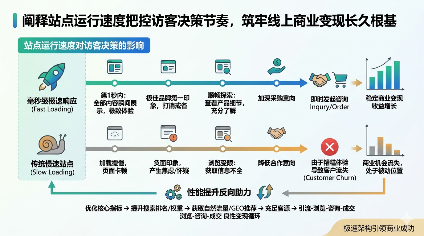 六、阐释站点运行速度把控访客决策节奏，筑牢线上商业变现长久根基