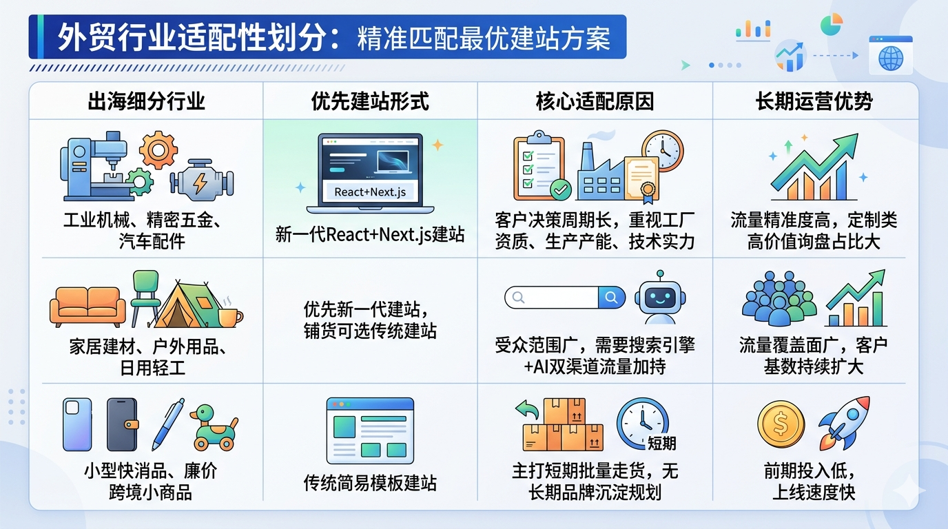 六、外贸行业适配性划分:精准匹配最优建站方案