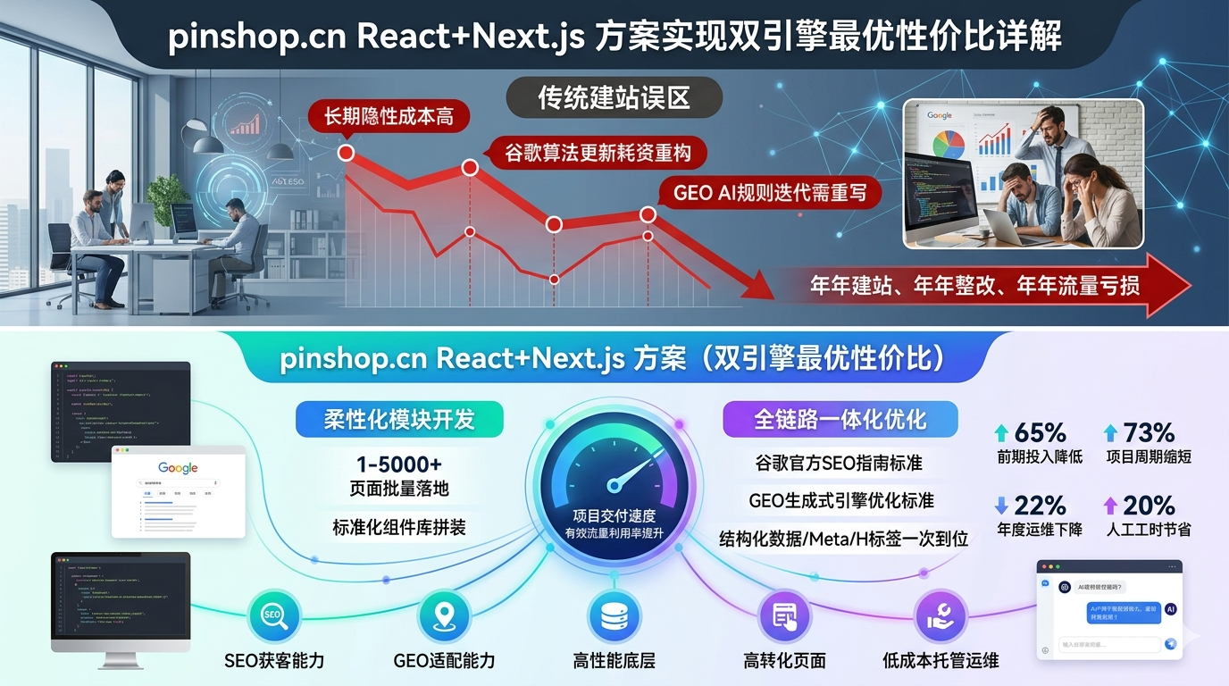 二、pinshop.cn React+Next.js 方案如何实现双引擎最优性价比